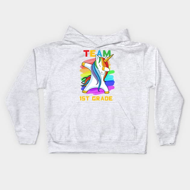 Team 1ST GRADE Unicorn Dabbing Gift Back To School Kids Hoodie by johnbbmerch